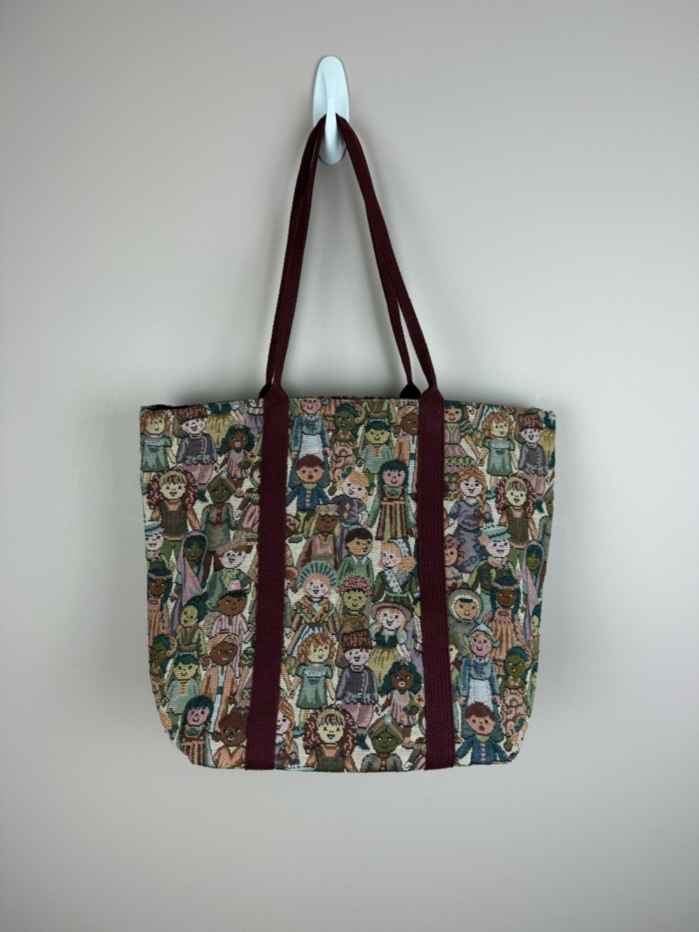 Vintage Tapestry Tote Bag Children of the World Cottagecore teacher